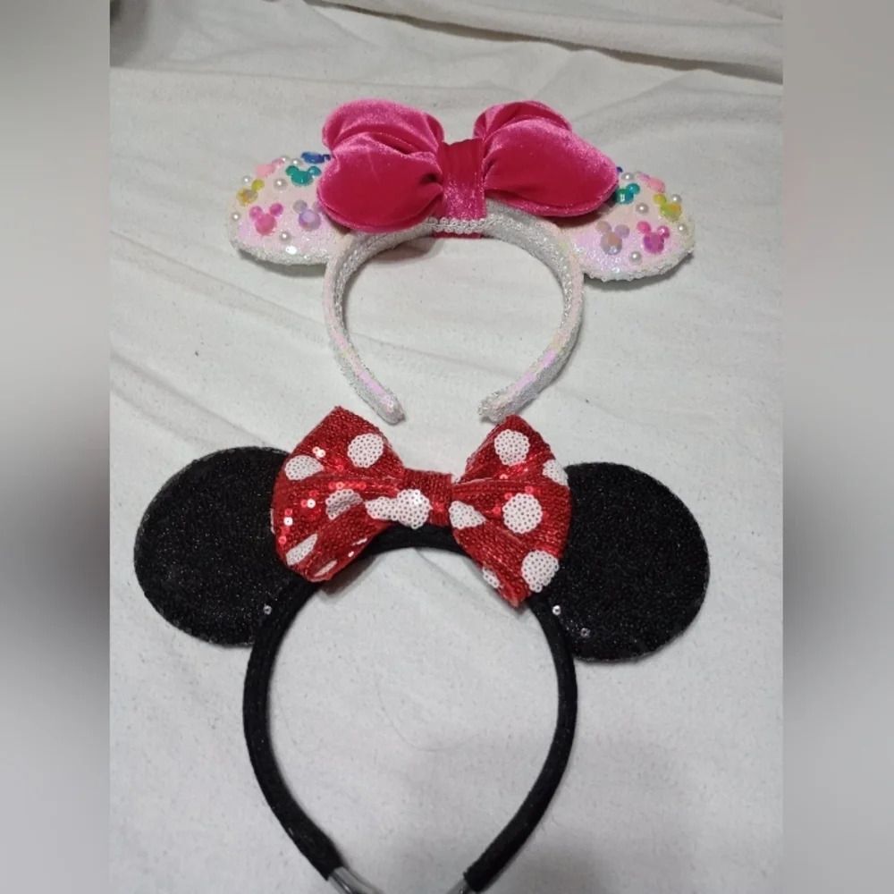 Two Minnie mouse style headbands, excellently crafted, NWOT